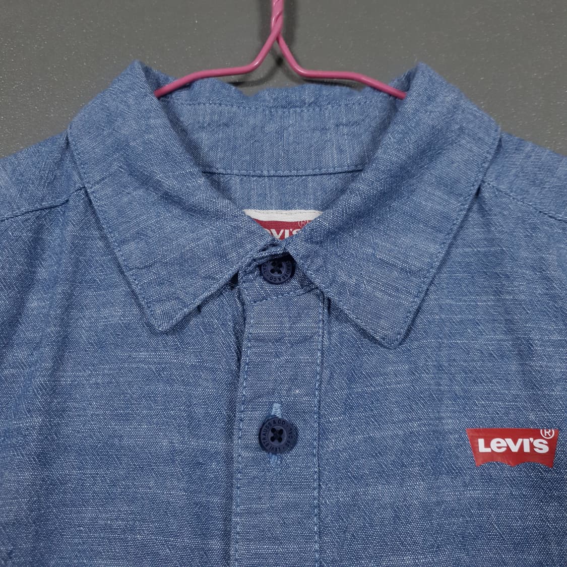 여성 M (55) 리바이스 키즈 포플린 데님 반팔 하프 셔츠 남방 상품이미지4