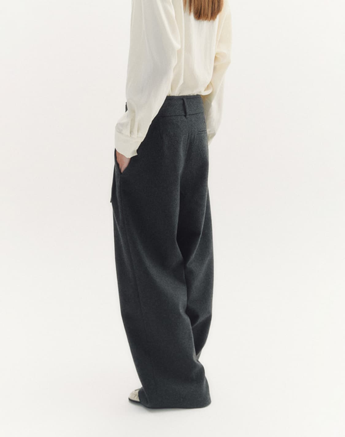 Wool Belted Wide Pants(black) 상품이미지2