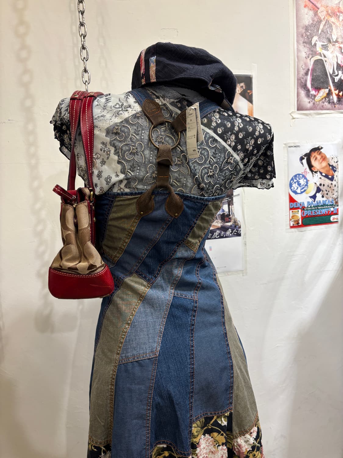 플라워 스웨이드 패치워크 데님 원피스 모리 오리엔탈 상품이미지8