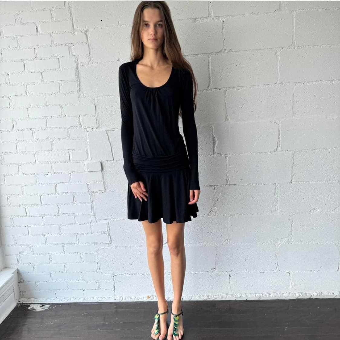 Patrizia Pepe 유럽 빈티지 블랙 스트레치 저지 드레스 상품이미지1