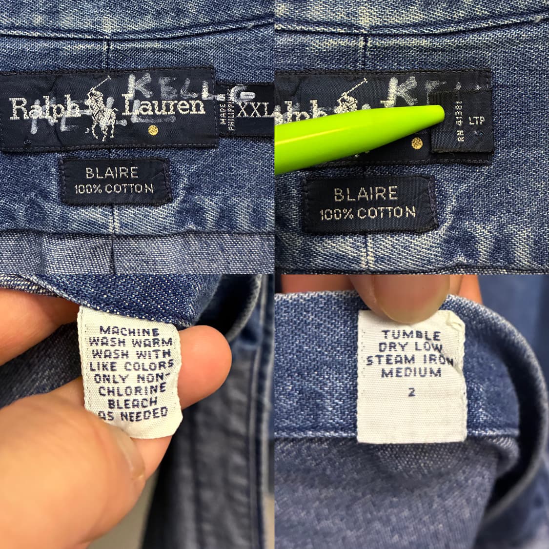 (XXL)90s 폴로랄프로렌 Blaire 블레어핏 버튼다운 데님셔츠 상품이미지10