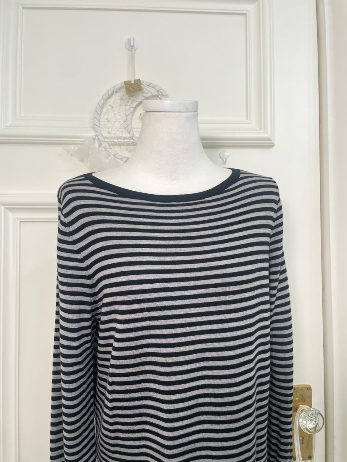 gray black stripe basic knit top(size-L) 상품이미지5