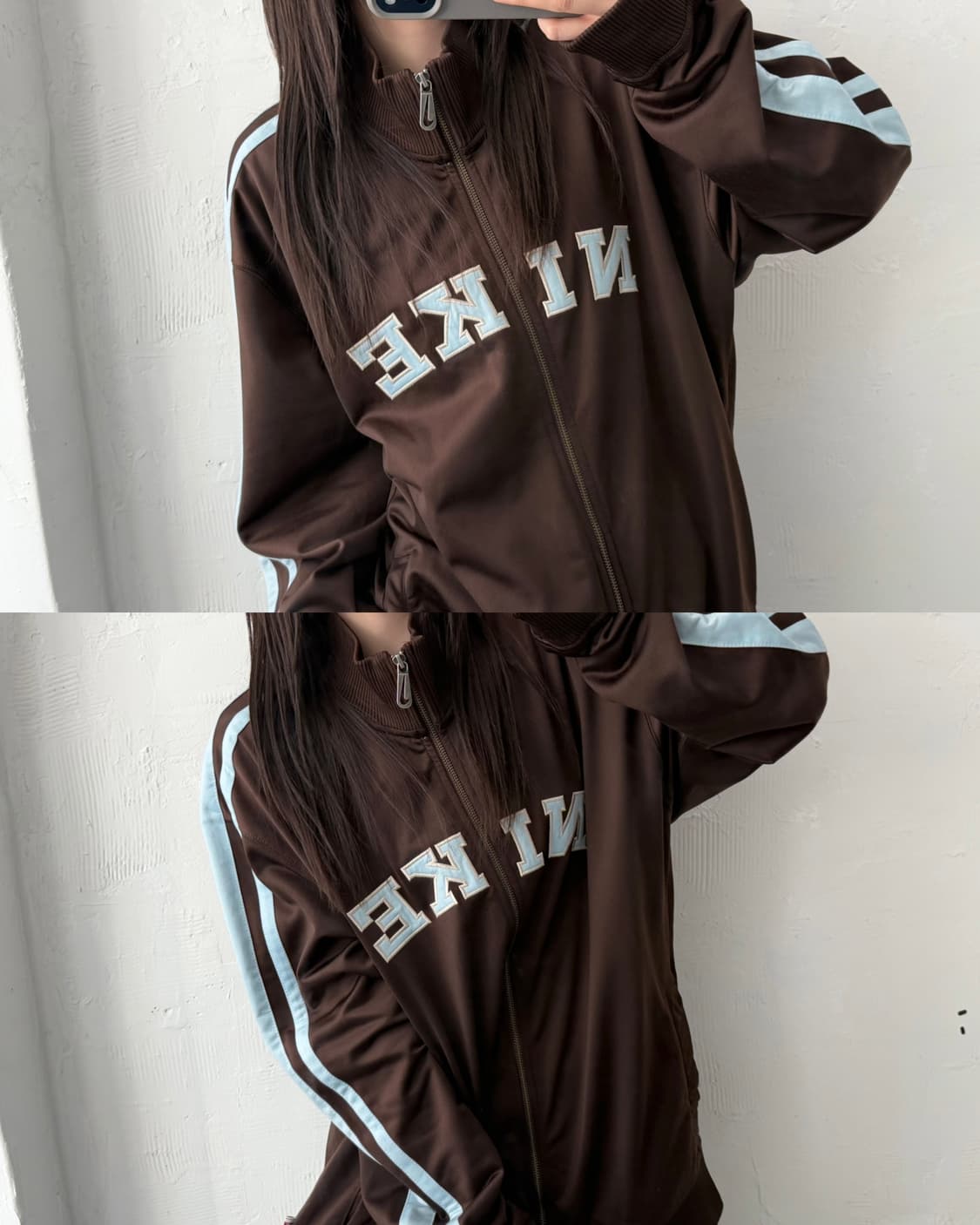 NIKE 나이키 00s 브라운컬러 빅로고 트랙탑 상품이미지1