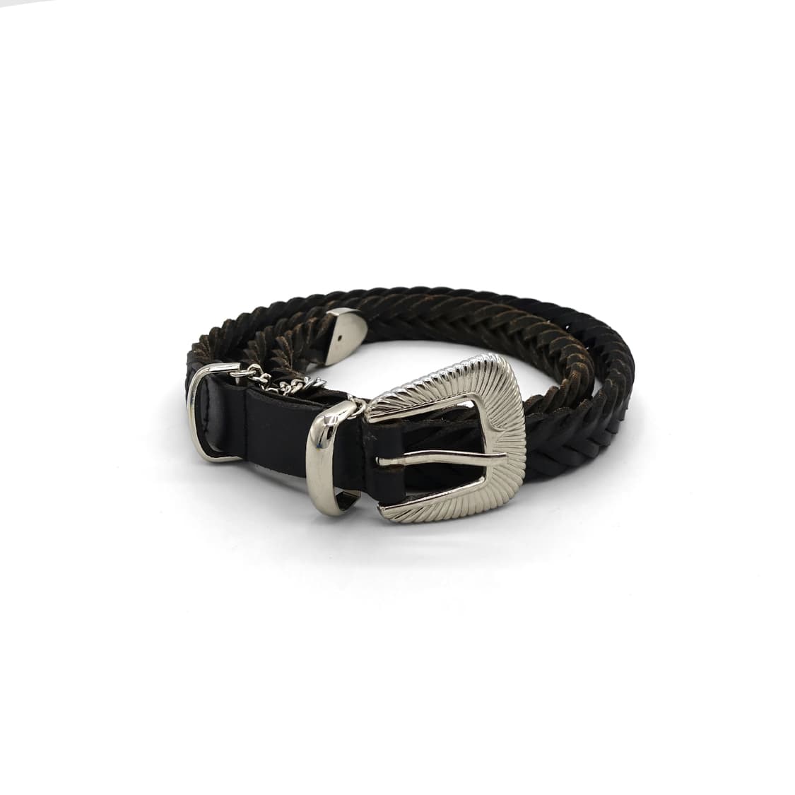 JieDa 지에다 웨스턴 체인 위브드 레더 벨트 상품이미지1