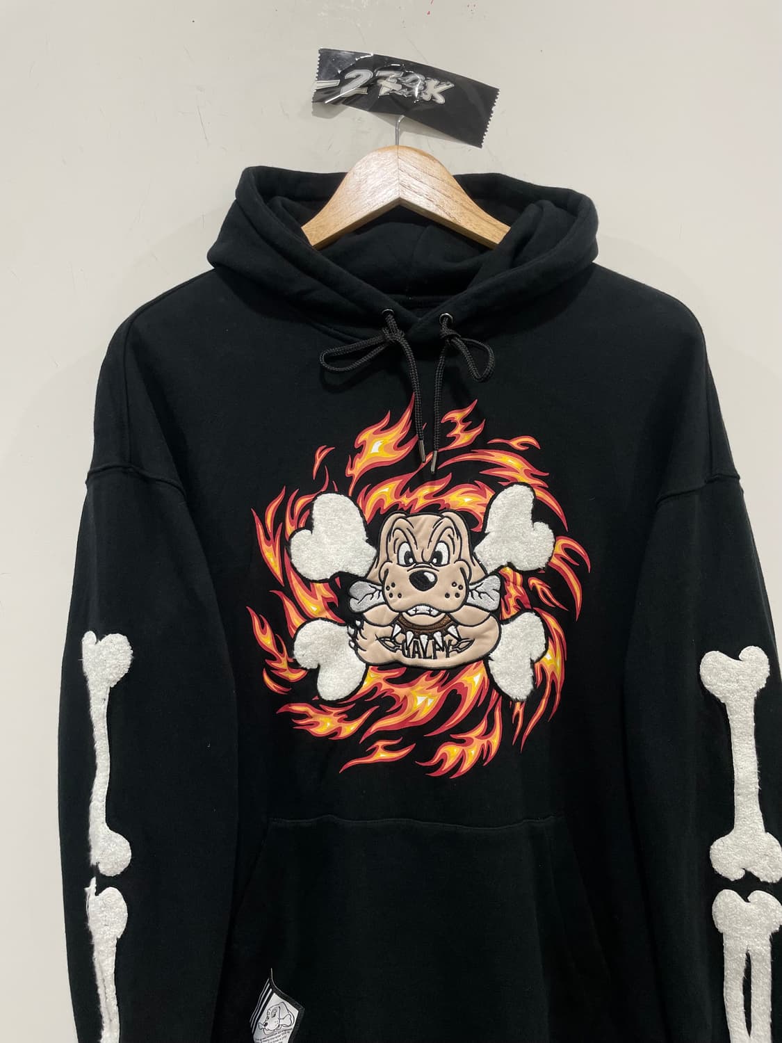 Jpn Galfy 갈피 플레임 도그 자수 스켈레톤 후드스웻셔츠 상품이미지6