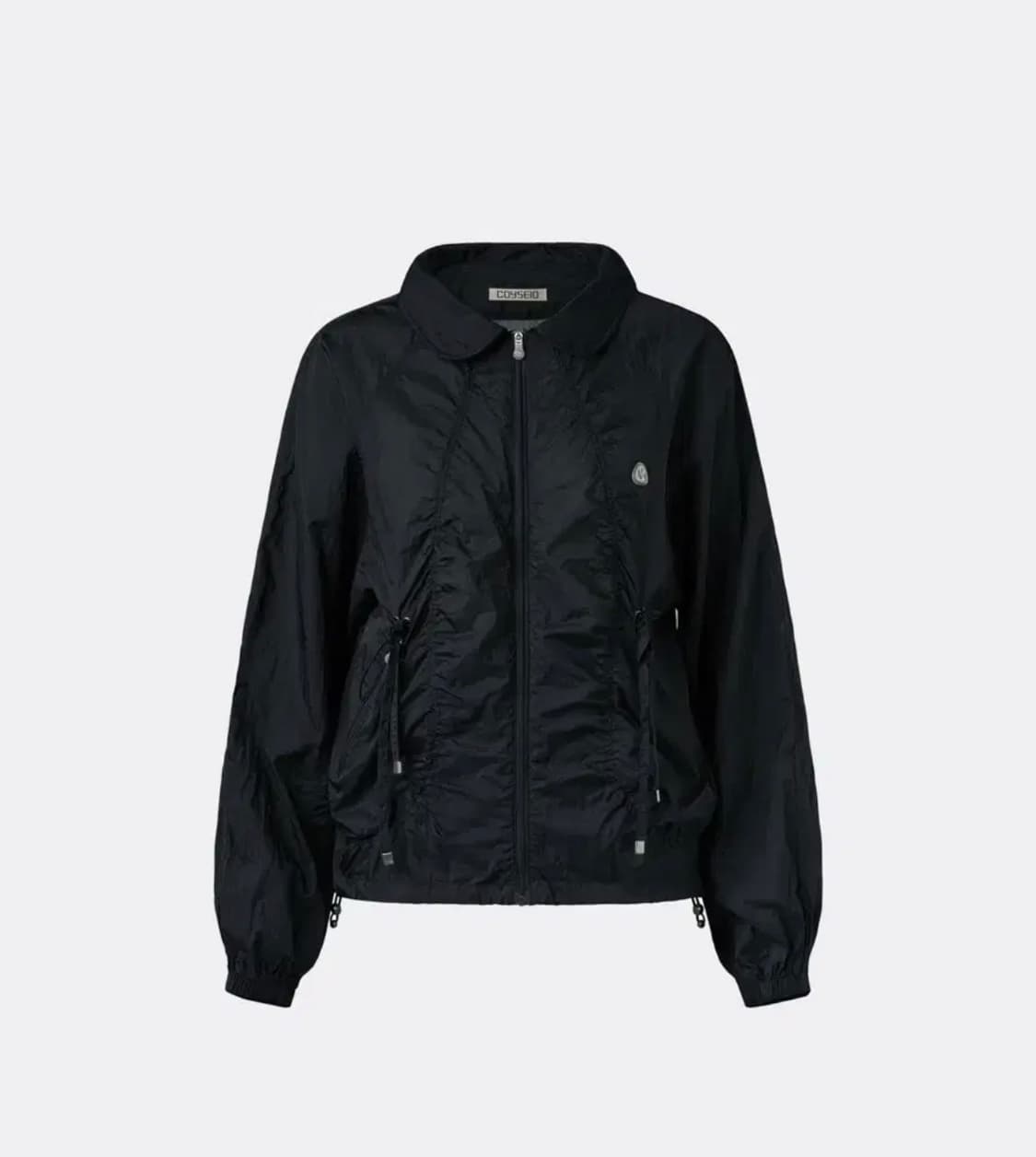 코이세이오 라운드 칼라 리본 자켓 바람막이 윈드브레이커 블랙  상품이미지1