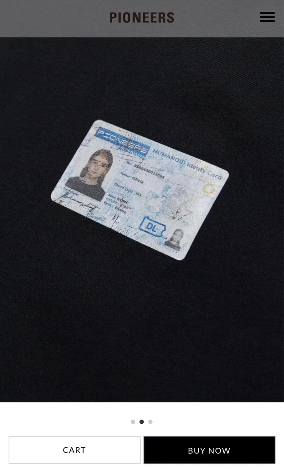 pioneers 파이오니어스 ID CARD T-SHIRTS 블랙 L 상품이미지2