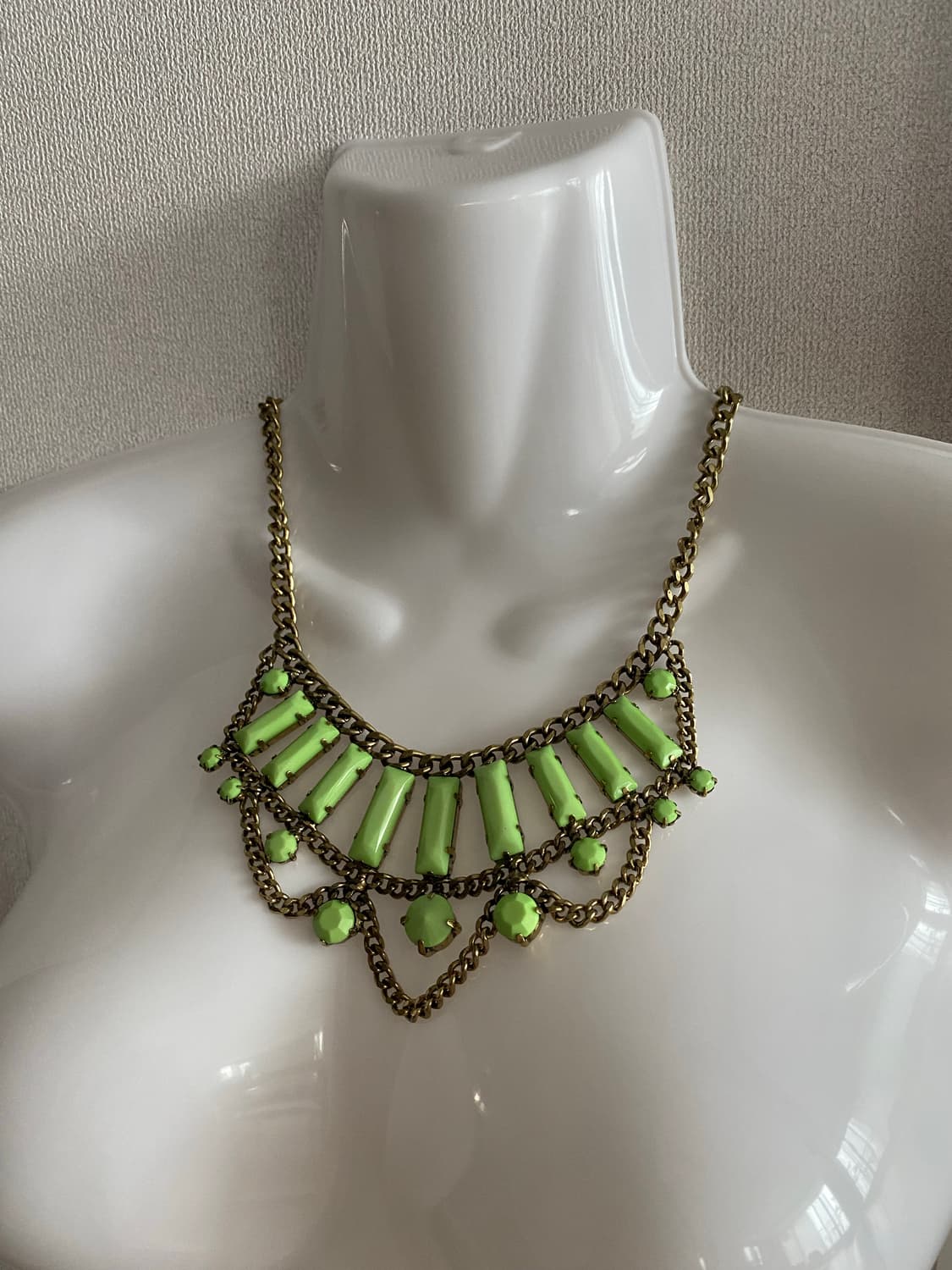 빈티지 그린 비즈 바 목걸이 앤틱 y2k 갸루 상품이미지1