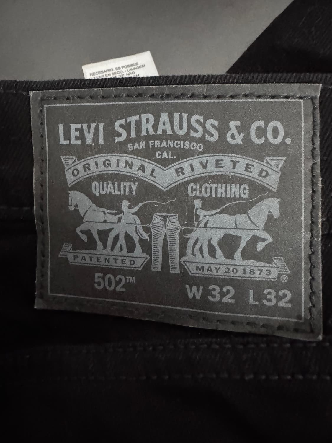 리바이스 502 미니멀 블랙 데님팬츠 33.8인치 상품이미지3