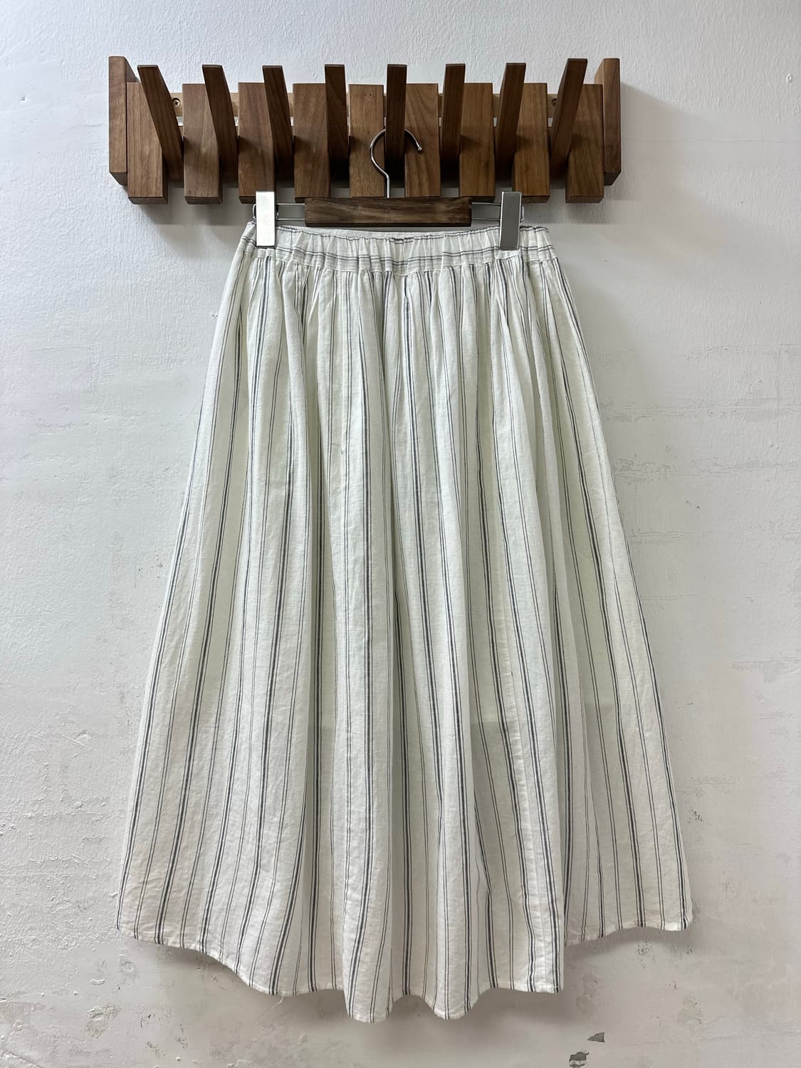 일본빈티지 스트라이프 코튼 린넨 혼방 플레어 미디 스커트  상품이미지6