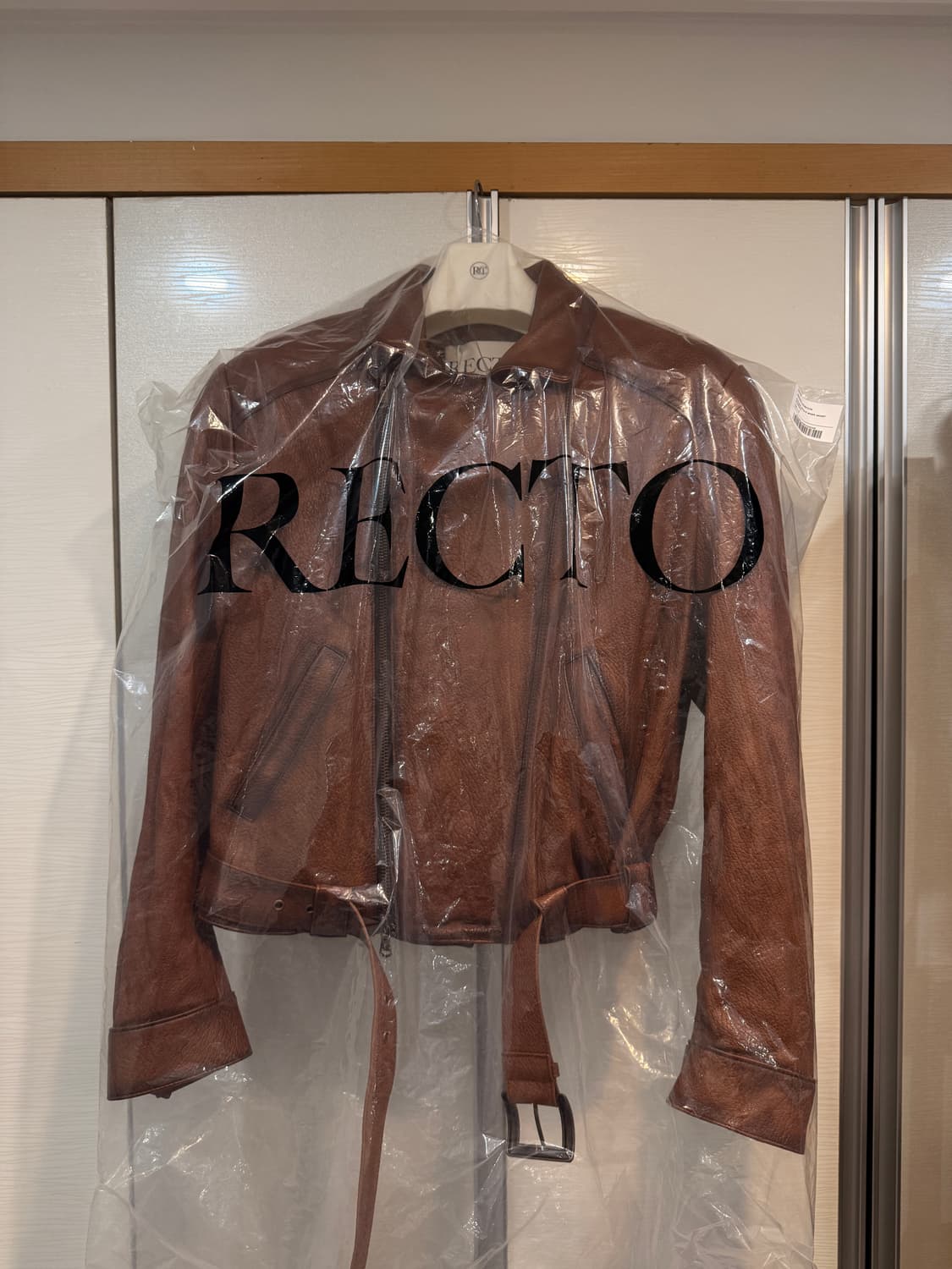렉토 26SS 빈티지 이펙트 벨트 라이더 가죽 바이커 자켓 꼬냑 s 상품이미지1