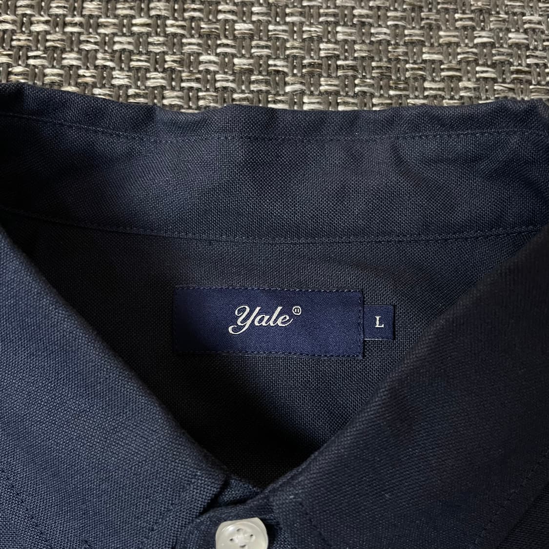 예일 네이비 자수로고 코튼 긴팔 셔츠 L 상품이미지5