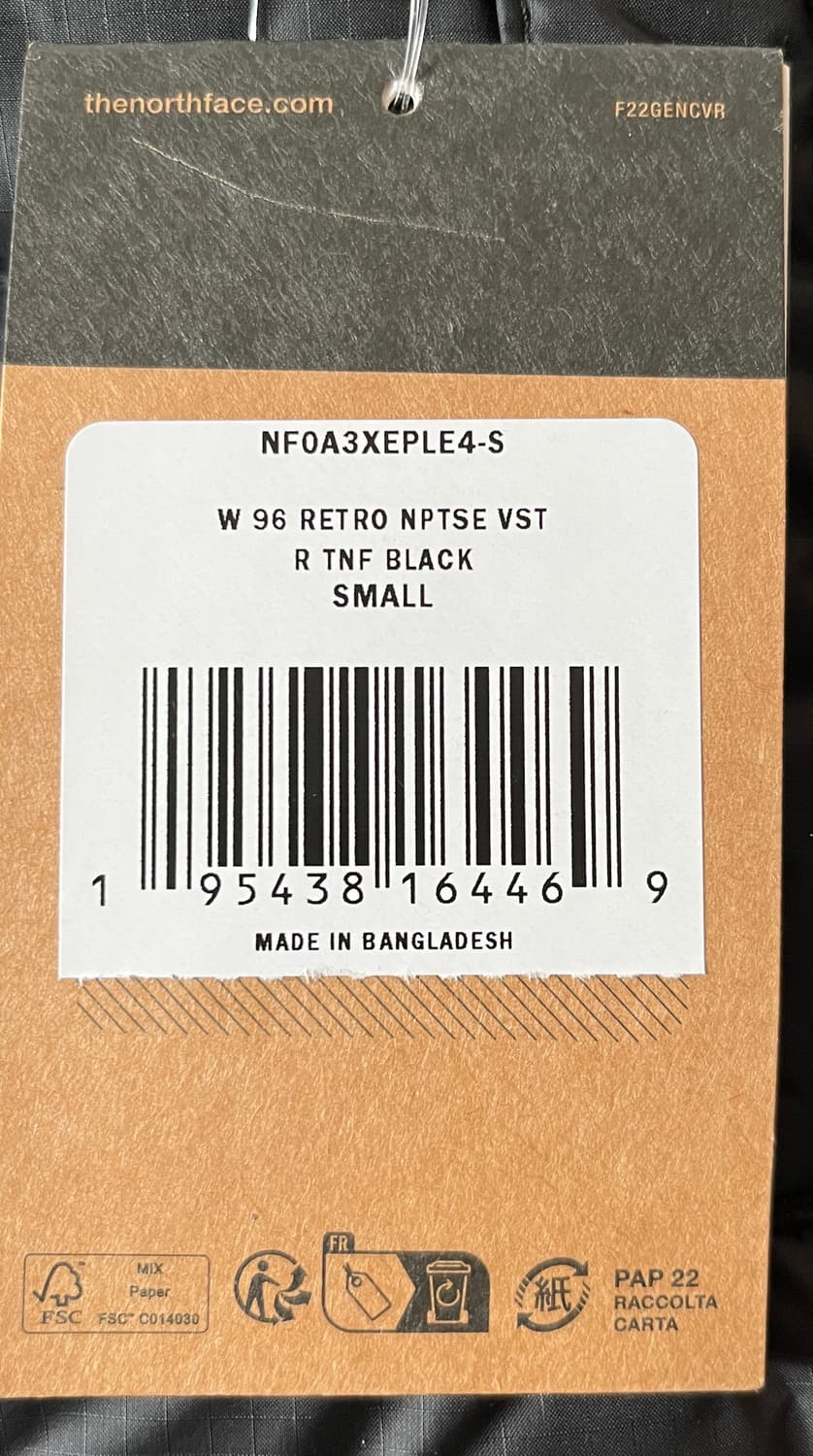 노스페이스 우먼 1996 레트로 눕시 베스트 블랙 S 새상품 상품이미지3