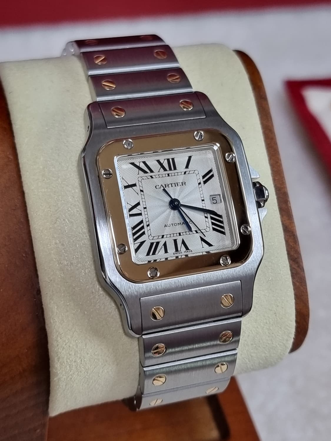 까르띠에 산토스 갈베 18K 콤비 L 기요셰다이얼 오토메틱 시계 04년 상품이미지1