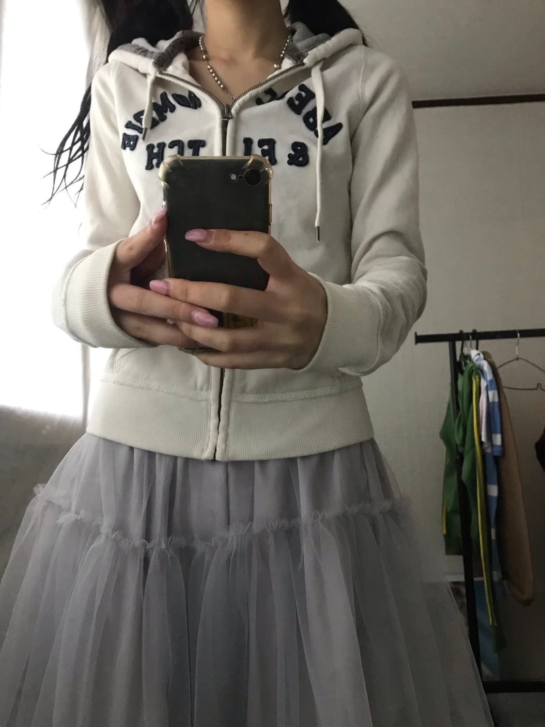 아베크롬비 화이트 딱붙핏 후드집업 상품이미지2
