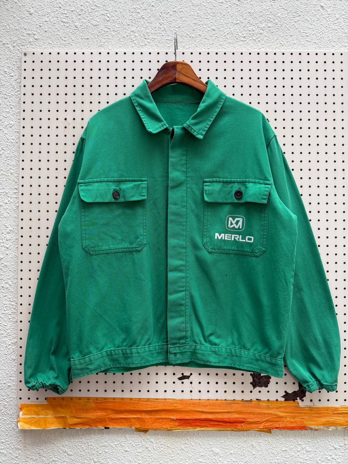1990s ITALIAN GREEN MECHANIC 프렌치워크 블루종봄버 상품이미지1