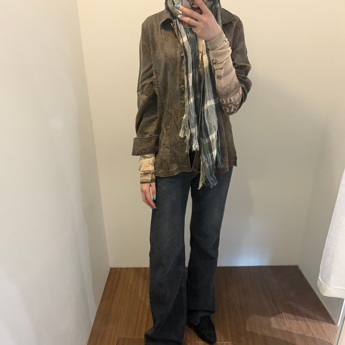 Ethnic Pattern Button-Up Shirt Jacket 상품이미지1