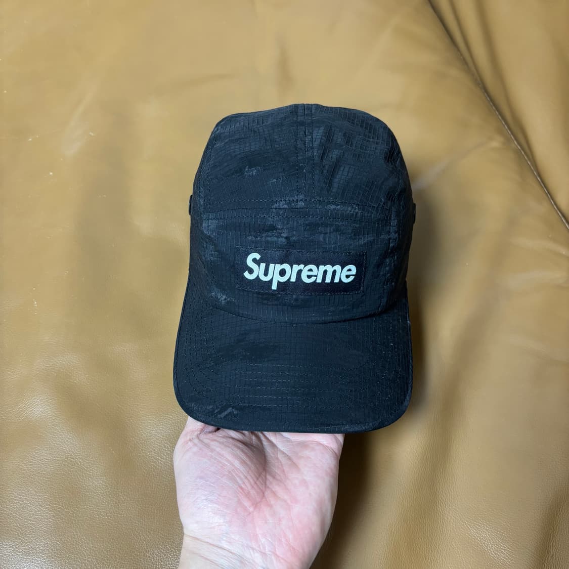 슈프림 캠프캡 모자 박스로고 립스탑 카모 블랙 상품이미지2