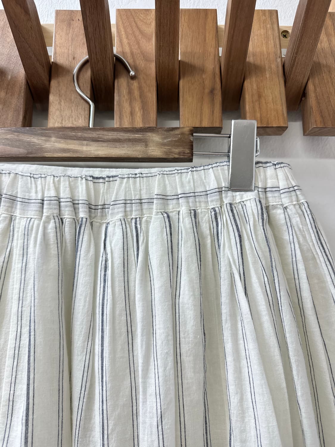 일본빈티지 스트라이프 코튼 린넨 혼방 플레어 미디 스커트  상품이미지7