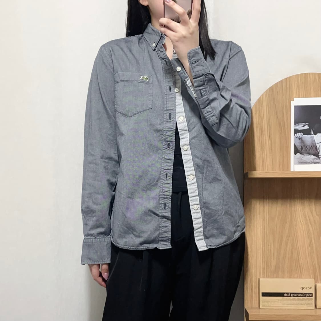 [정품] 라코스테 빈티지흑청 포켓 셔츠 [ 38 ] 상품이미지2