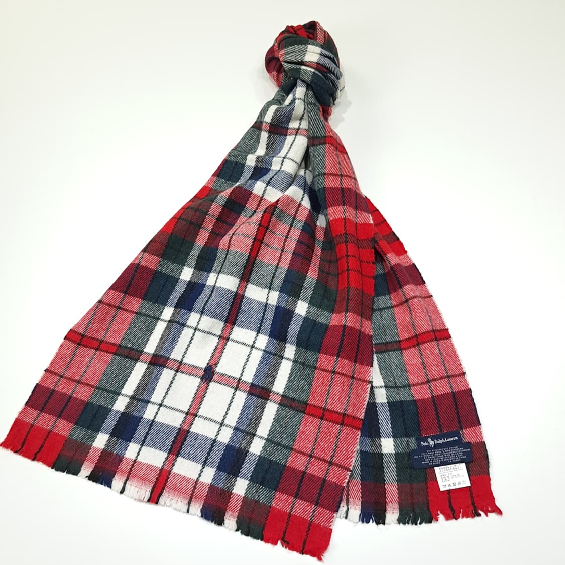 MX641 폴로 00s 울캐시미어앙고라 타탄체크 레드 머플러 목도리 상품이미지2