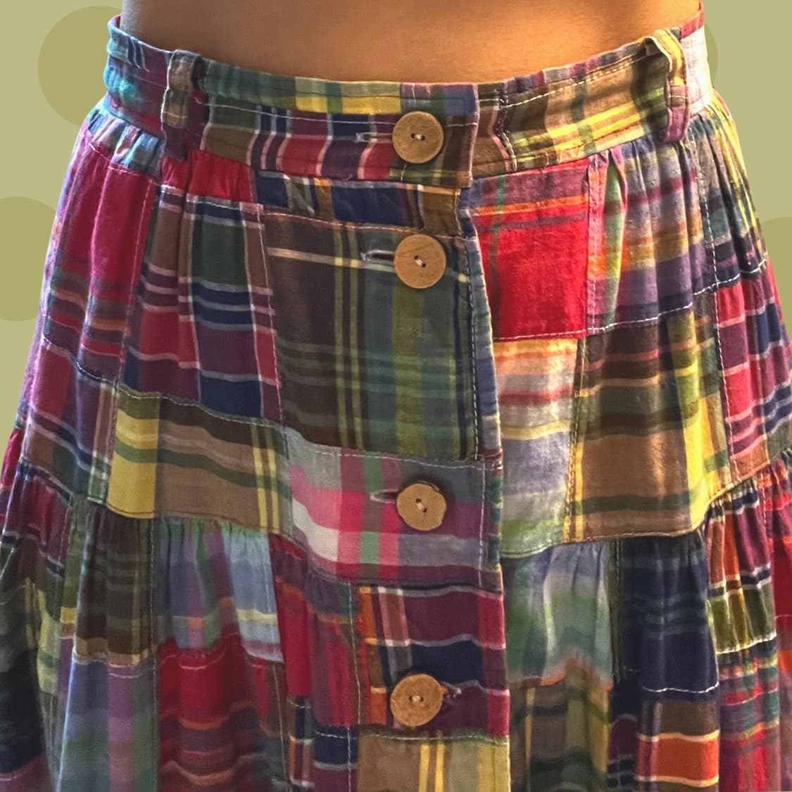 모리걸 핑크 패치워크 롱스커트 상품이미지4