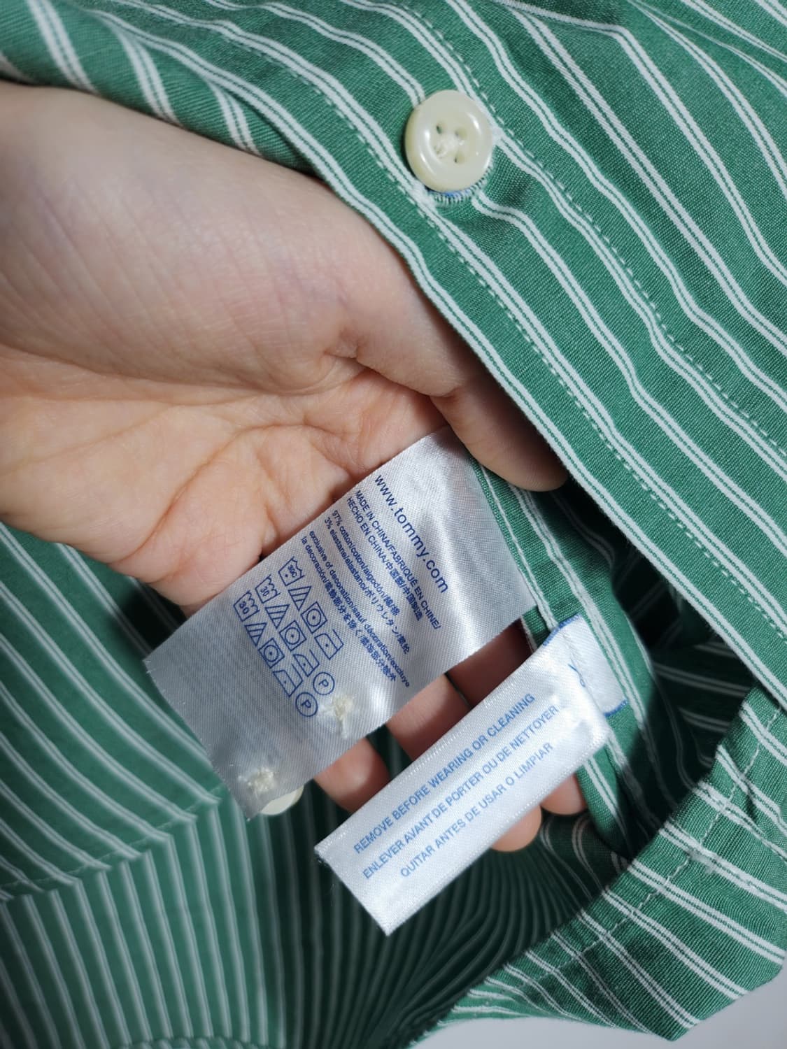 타미힐피거 그린 스트라이프 셔츠 상품이미지5