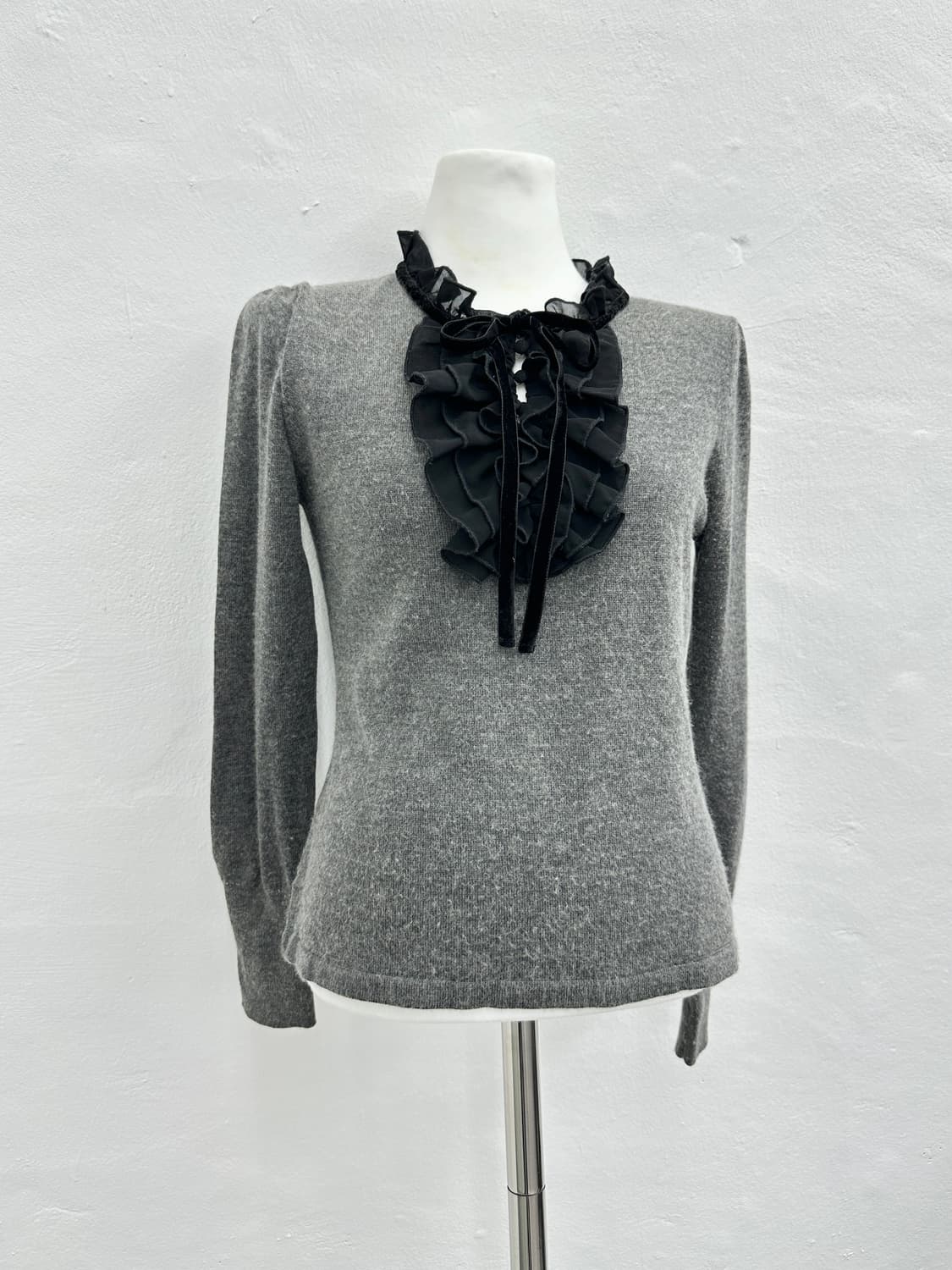 Vintage ribbon ruffle knit top 상품이미지2