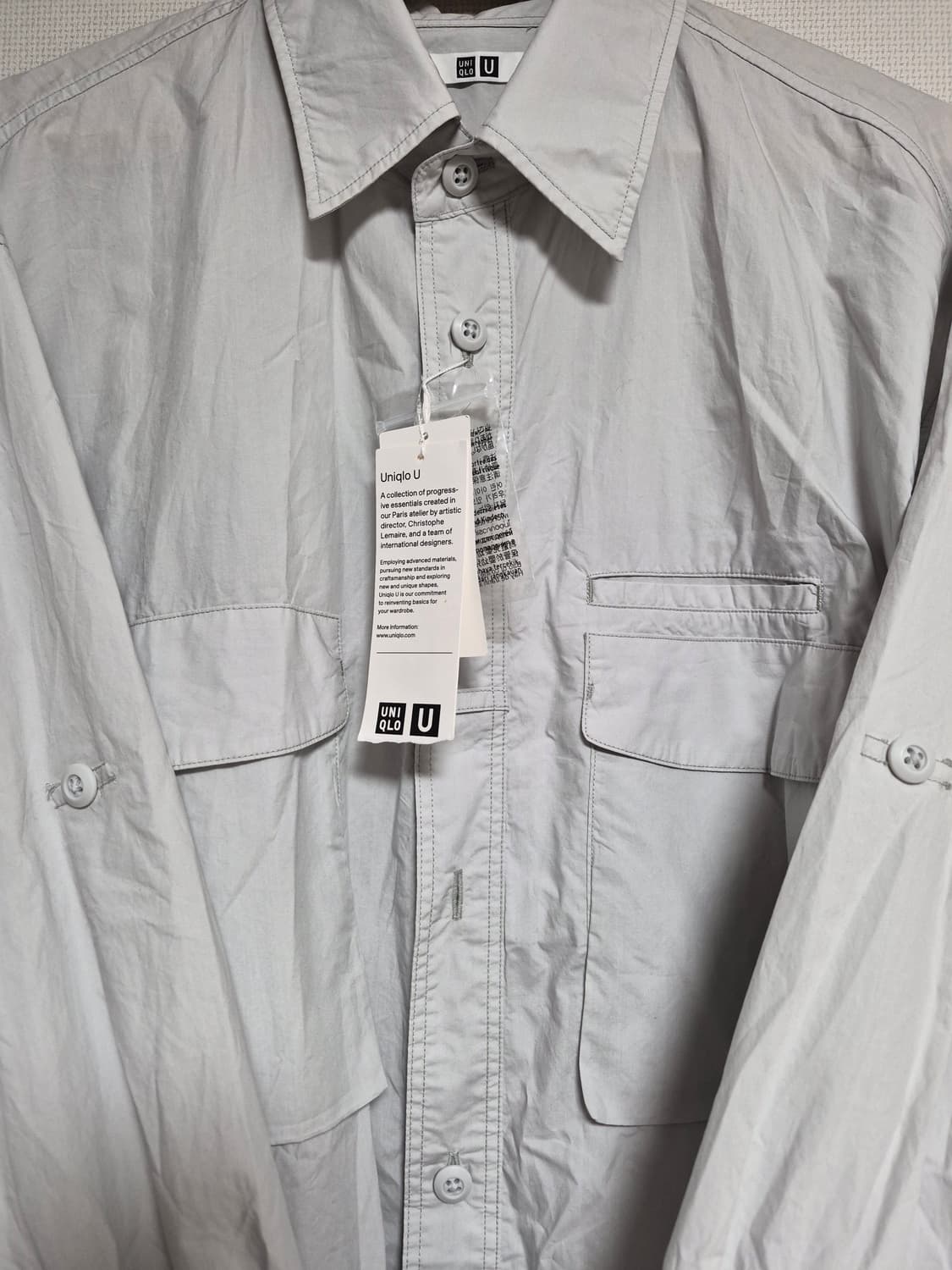 유니클로 바람막이 셔츠 새상품 라이트그레이 상품이미지2