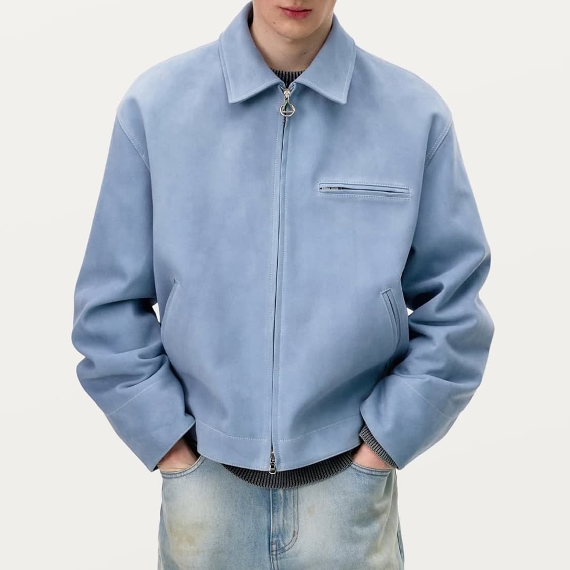 솔리드옴므 25ss 블루 에센셜 레더 스웨이드 자켓 48사이즈 상품이미지10