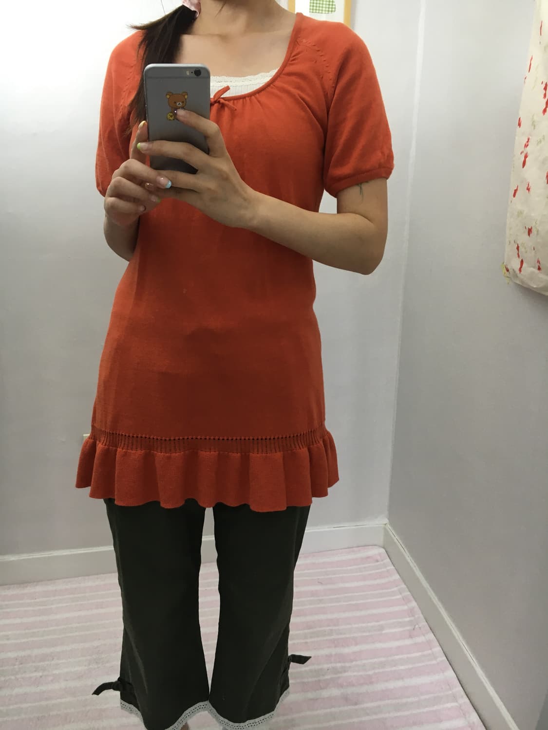 오렌지 반소매 니트 탑 상품이미지9