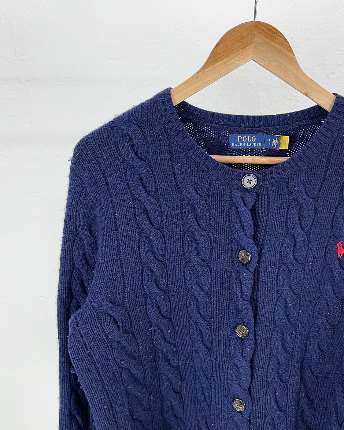 폴로 랄프로렌 네이비 캐시미어 혼방 케이블 니트 가디건 상품이미지2