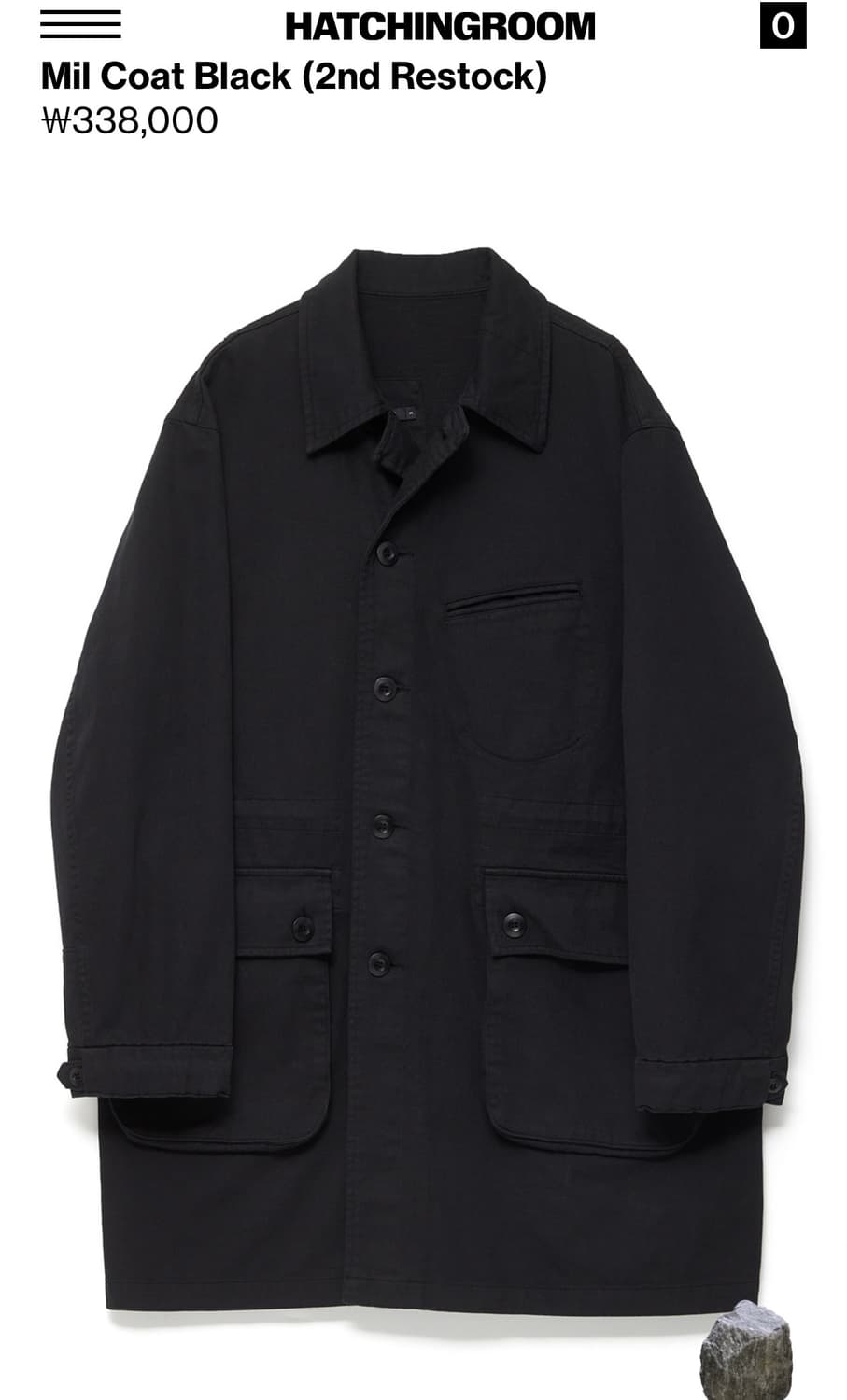 26ss 해칭룸 밀코트 블랙 2사(S) 상품이미지1