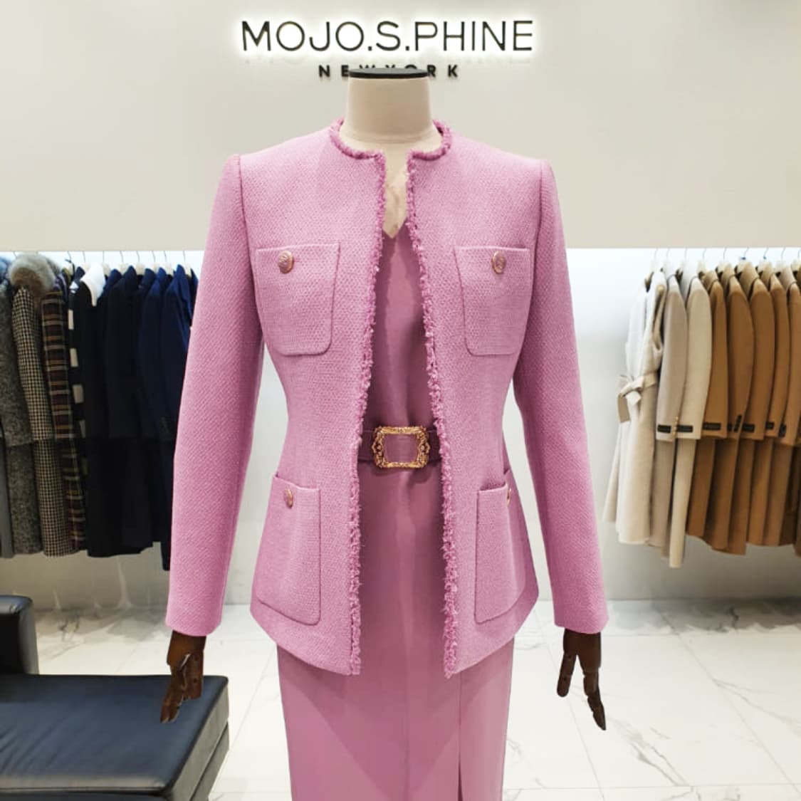 모조에스핀(MOJO.S.PHINE) 벨티드 트위드자켓 55 상품이미지2