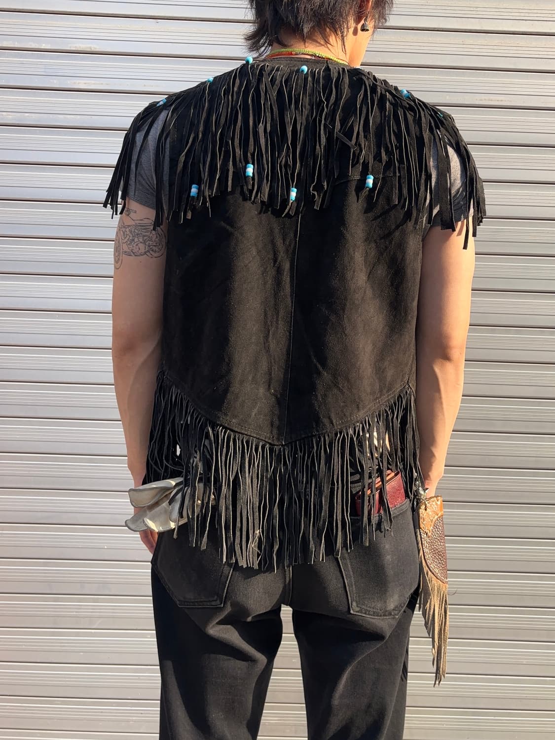 Vintage Native Style Fringe Leather Vest 상품이미지2