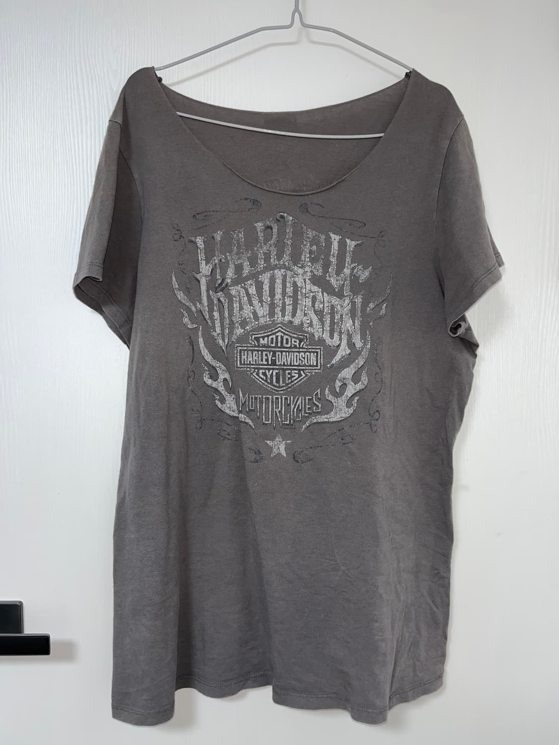 빈티지 할리데이비슨 그레이 오프숄더 티셔츠 상품이미지2