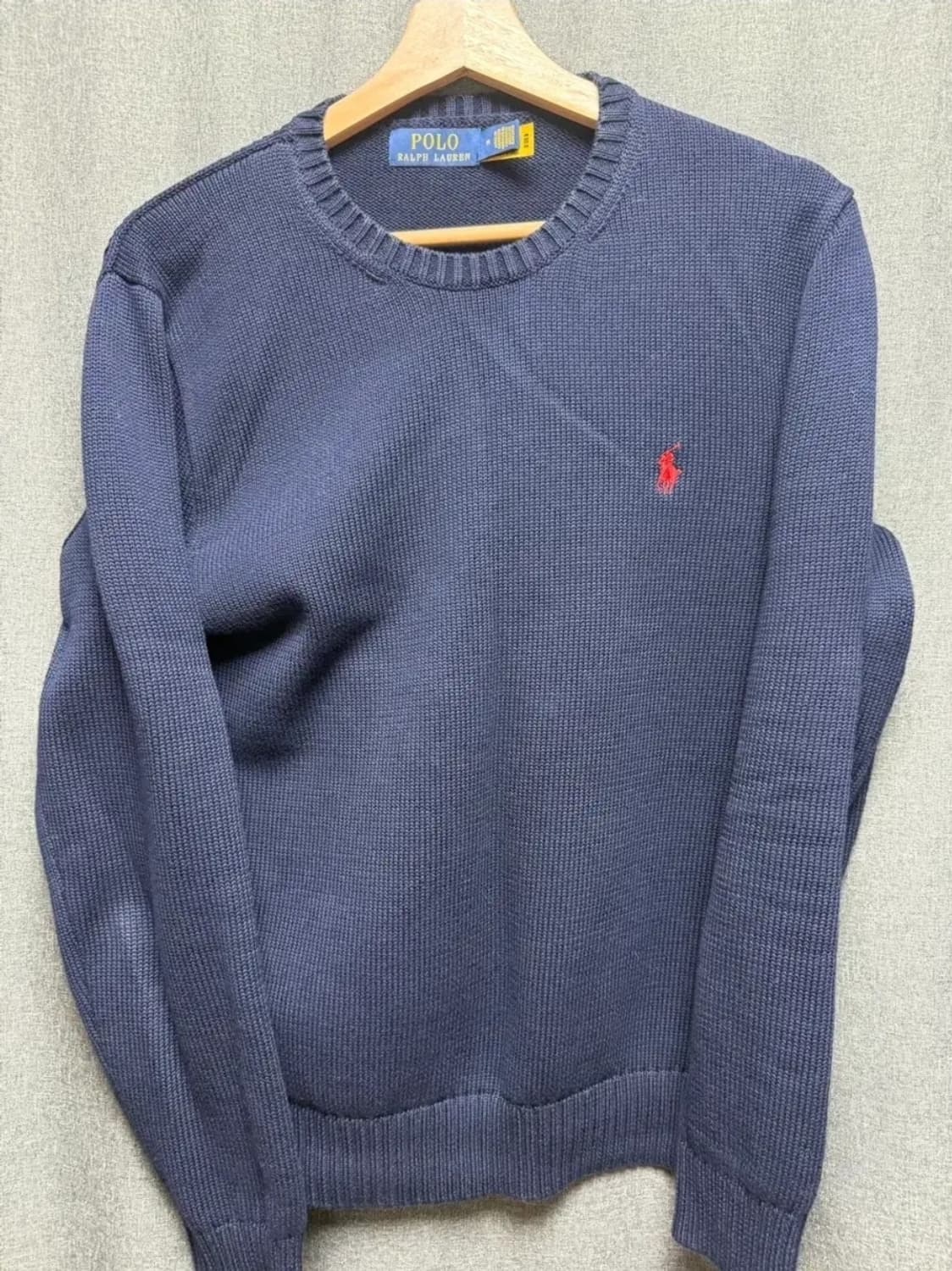 폴로 네이비 코튼 니트 QR라벨 상품이미지2