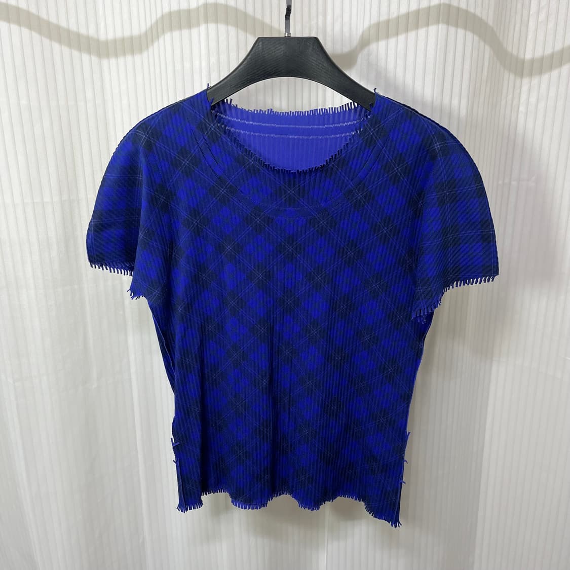 [3] 이세이미야케 플리츠플리즈 a.poc 블루 체크 반팔 티셔츠 상품이미지1