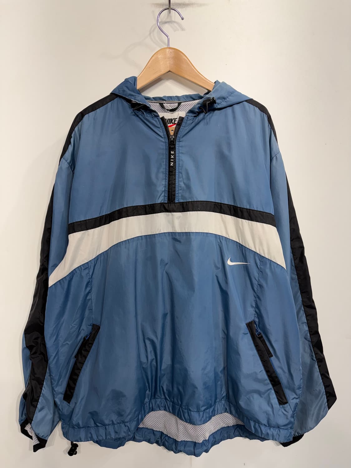 L 90s 나이키 올드스쿨 하프집업 아노락 바람막이 블루 상품이미지2