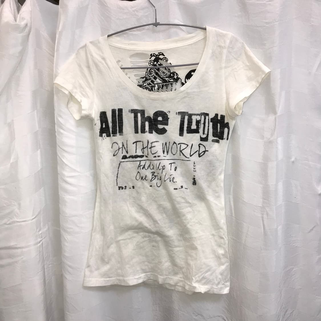 JPN Vintage 락 펑크 갸루 스컬 백 슬래시 반팔 상품이미지3