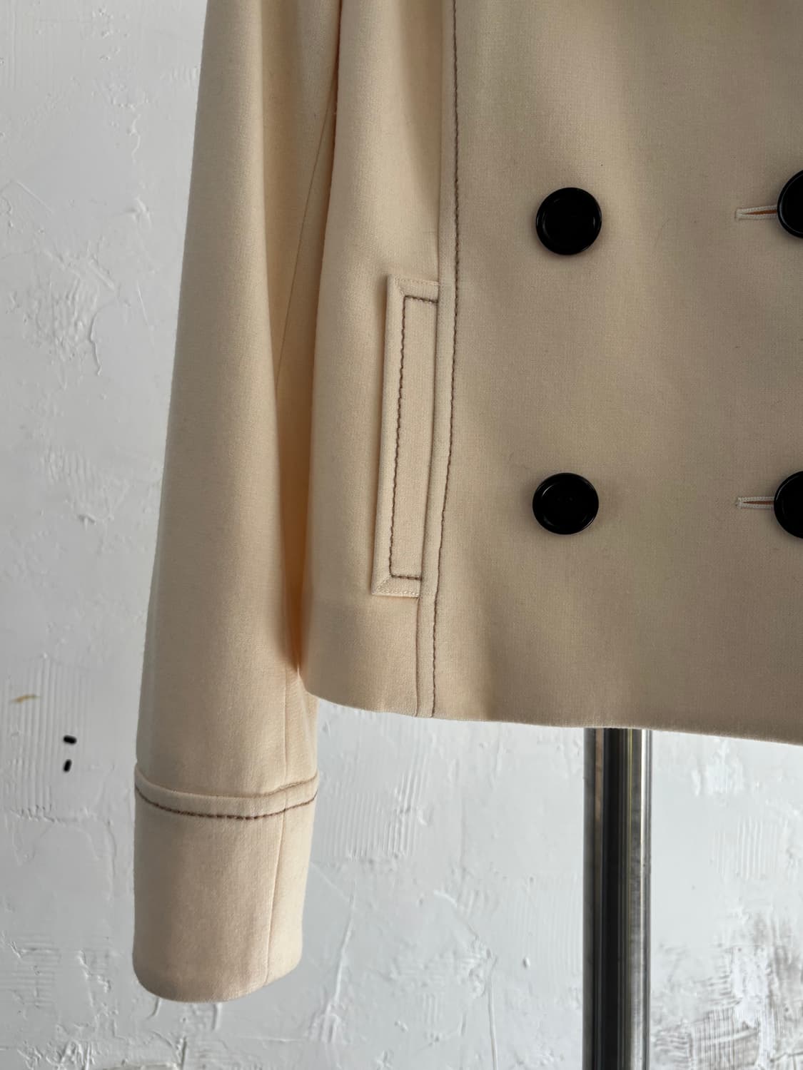 Courreges 꾸레쥬 크림 더블 브레스티드 자켓 상품이미지6