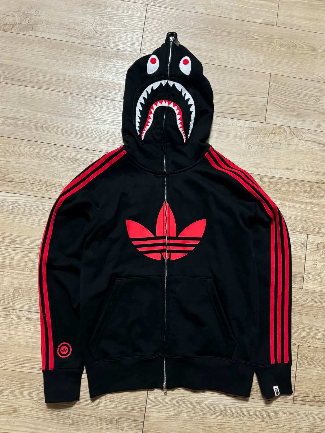 베이프 아디다스 콜라보 샤크 후드집업 S 상품이미지1