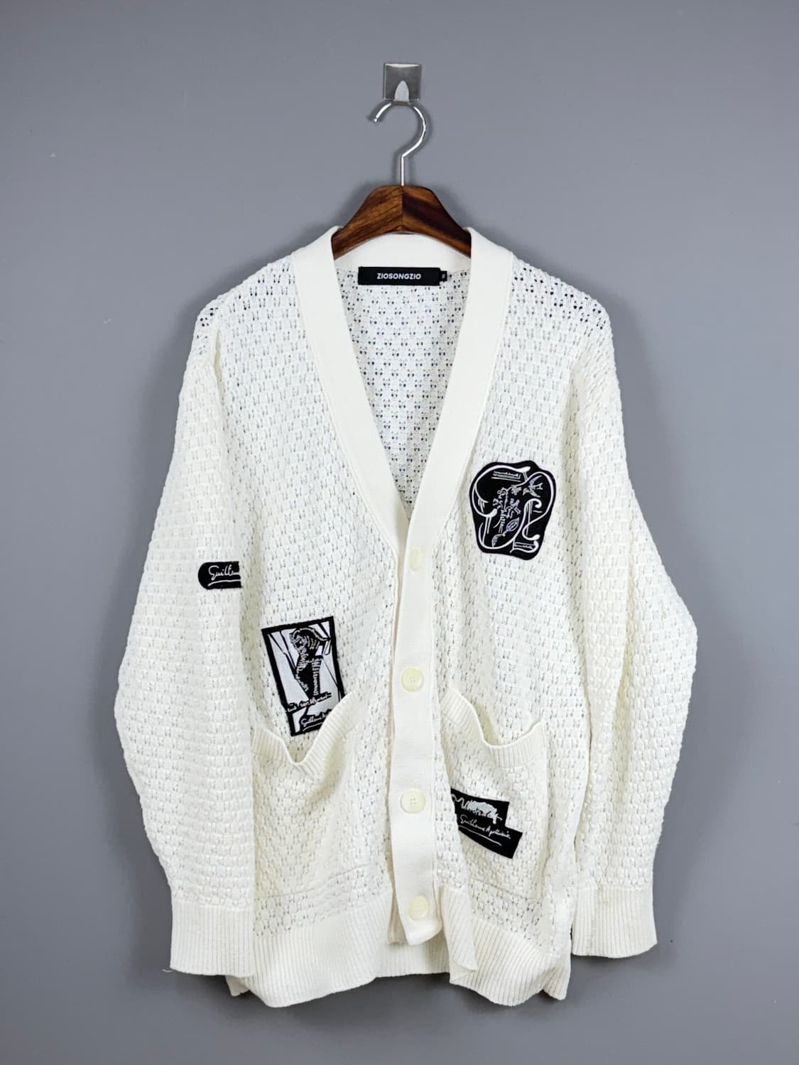 지오송지오 칼리그램 패치워크 메쉬 가디건 E13 상품이미지2