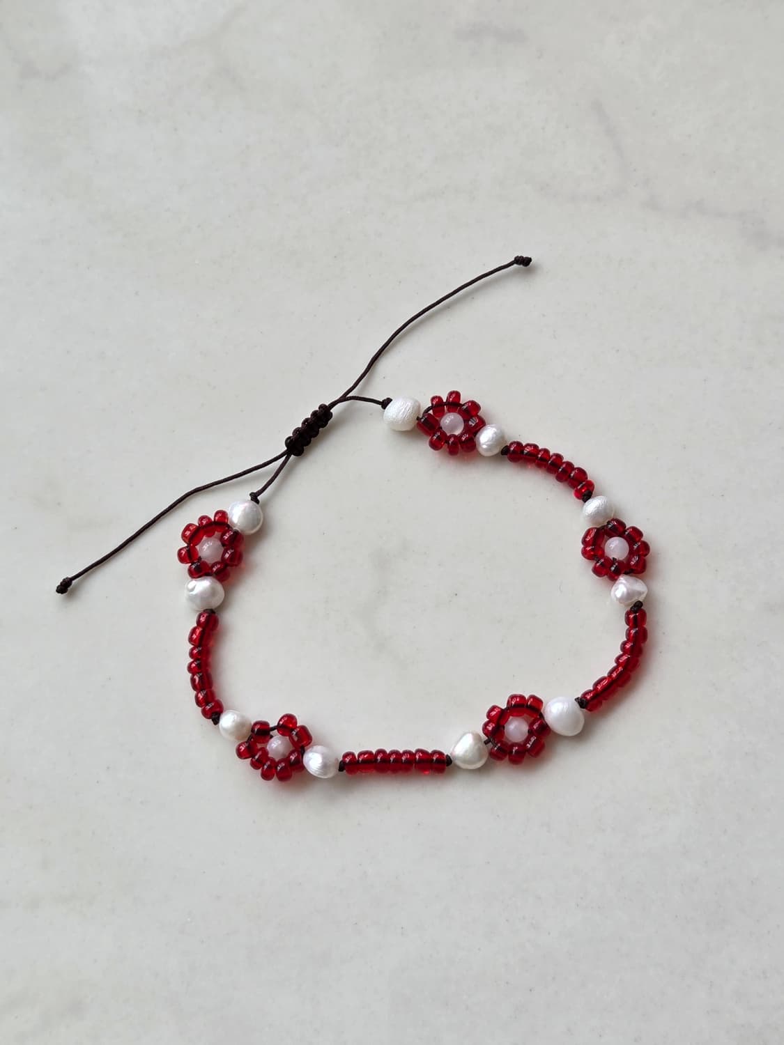 [Handmade] red flower 비즈팔찌 상품이미지1