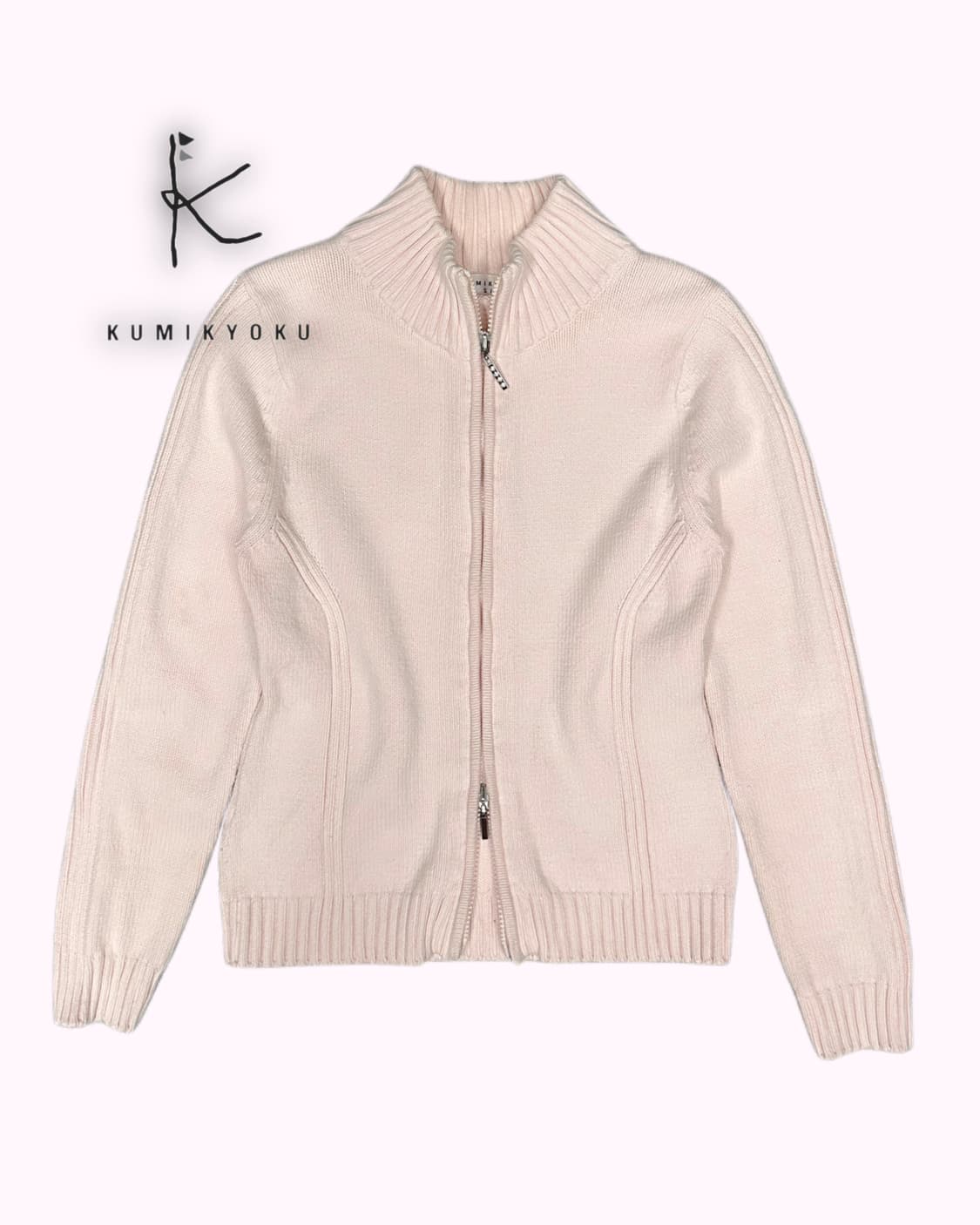 pink knit crop zip-up 상품이미지1