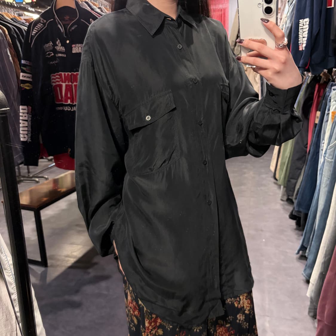 [IM] 실크 긴팔셔츠 블랙 상품이미지5