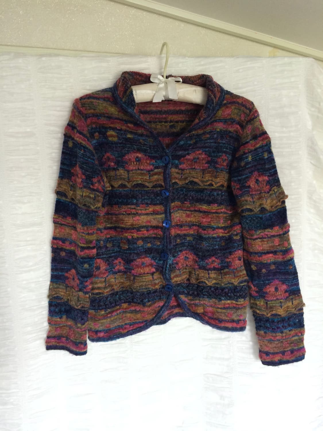 빈티지 패턴 버튼 니트 가디건 상품이미지1