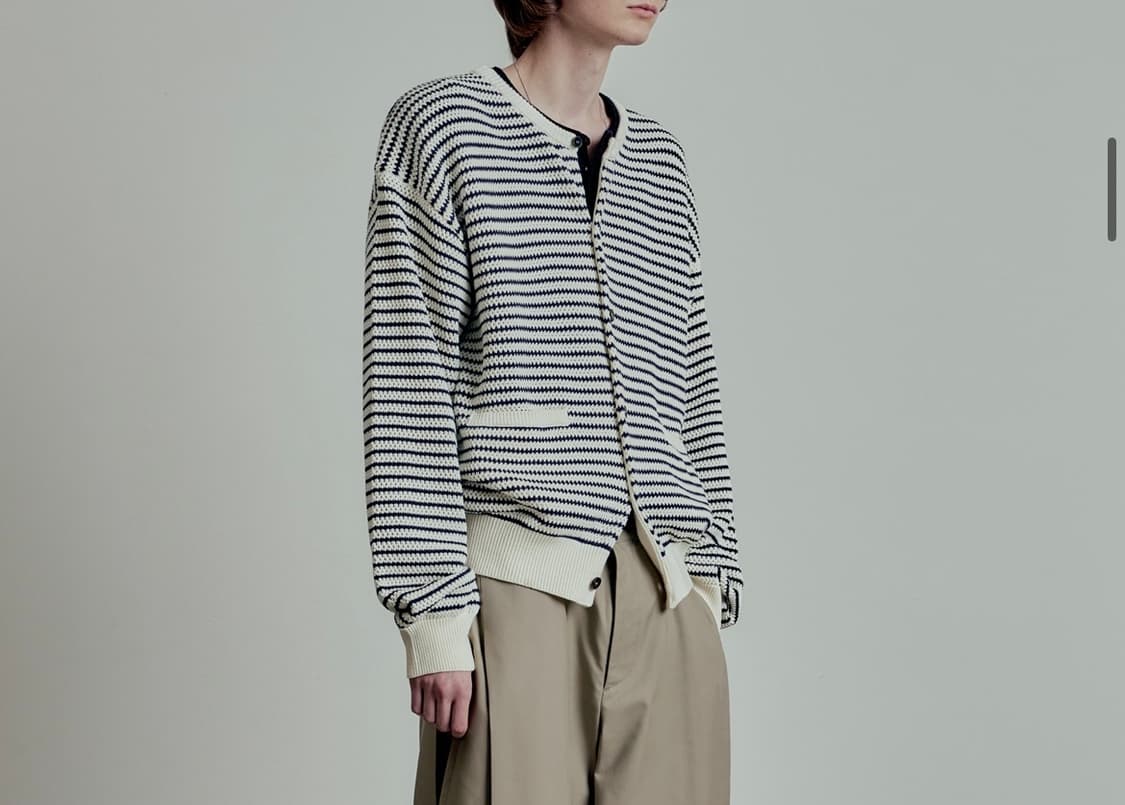 엘무드 브레통 스트라이프 라운드 가디건 46 상품이미지1