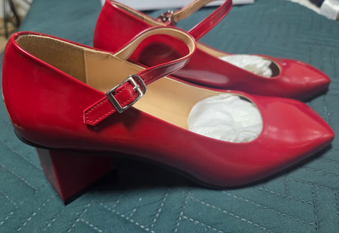 빈티지 레드 미드힐 슈즈 상품이미지2