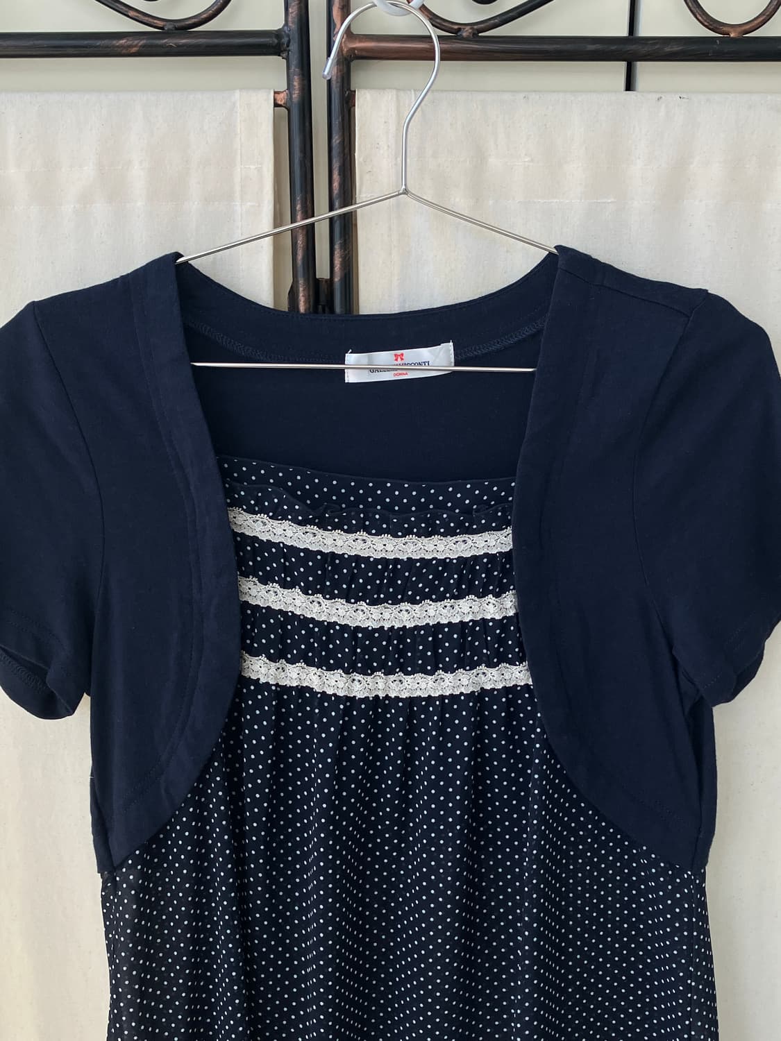 mori layered dot crochet shirring blouse 상품이미지6
